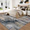 RELEANY Washable Area Rugs 9'x12' Non-Slip Modern Abstract Soft for Living Room Entryway Bedroom Kitchen, Print Pattern, Charcoal Brown