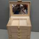 AKOZLIN Jewelry Box 6-Tier Organizer Functional 360 Rotating Jewelry Storage Case for Women Girls Ring Necklace Earring Bracelet Holder with Mirror (Champagne)