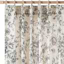 jinchan Pinch Pleated Curtains Floral Linen Blend Curtains for Living Room 96 Inches Length Black Peony Flower Printed Curtain Rod Pocket Back Tab Farmhouse Pinch Pleat Drapes with Hooks Set 2 Panels