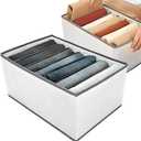 EASEVE 2 Pack Wardrobe Closet Organizer and Storage for Clothes - 7 Grids Foldable Drawer Dividers Organizers for Jeans | Pants | Shirts | Leggings, Stackable Clothing Bins for Closets Organization
