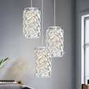 CATINER 3-Light Modern Crystal Pendant Light, Chrome Mini Chandelier Adjustable Cluster Pendant Lighting Fixture for Kitchen Island, Dining Room, Bedroom, Hallway, Porch