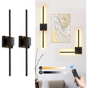 Battery Operated Wall Sconces Set of 2,  12000mAh Rotatable Picture Lights with Remote Control, Dimmable 30006500K LED Rechargeable Wall Lights for Living Room Bedroom Mirror, 28.3In