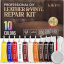 KIKYO Leather & Vinyl Repair Kit, Easily Fix Scratches, Tears, and Holes on Car Seat, Dash, Jacket, Shoe, Furniture, Sofa, Couch Upholstery, Simple Color Match for PU, Genuine & Faux Leather
