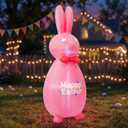 6 FT Easter Inflatables Outdoor Decorations Blow Up Yard Bunny Spring Outside Inflatable Rabbit with Led Lights (Pink-Rabbit)