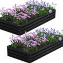 2PCS 8x4x1FT Galvanized Raised Garden Bed,Planter Raised Beds-Metal Garden Box,Large Plant for Outdoor Planting, Vegetables Bed，Flower,herb-Black 0.8mm