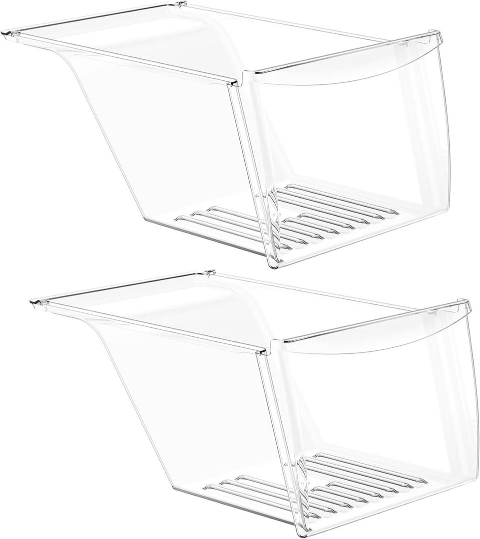 [2 Pack]Upgraded 240337103 Refrigerator Crisper Drawers Bins Suitable For Frigidaire Kenmore Refrigerator,240337103 Crisper Bin Drawer Replacement Drawer Parts AP2115741, 240337100, 240337102