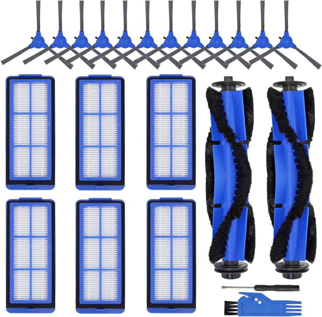 Replacement Parts for Eufy 11S Max, Accessories Kit for 15C Max, 30C Max, G30, G30 Edge, G30 Hybrid Robotic Vacuum Cleaner, Includes 12 Side Brushes, 6 Filters, 2 Roller Brush, Not for 11S (20 PACK)
