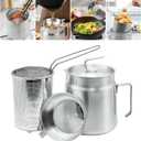 68oz Stainless Steel Oil Filter Pot with Deep Fryer Basket, Stovetop Fryer