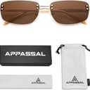 Trendy Y2k Sunglasses for Women Vintage Rectangle Sunnies AP3719 (C3 Gold/Brown)