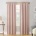 Sun Zero Easton Energy Saving Blackout Rod Pocket Curtain Panel, 40" x 84", Blush Pink (40"W x 84"L (Pack of 1))