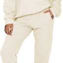 Aleumdr Women 2 Piece Outfits Sweat suit Oversized Half Zip Pullover Long Sleeve Sweatshirt Jogger Pants Set with Pockets (XX-Large, Apricot)