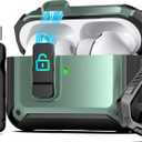 RFUNGUANGO Protective Case for AirPods Pro 3rd Generation, with Safety Lock Clip and Automatic Pop-up Case, Full Shockproof Hard Protective Case for AirPods Pro 3 (2025) - Apple Green