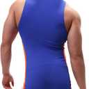 SPNSSTCR Men Bodysuit Sports Gym Athletic Supporters Undershirts Boxers Wrestling Singlets Jumpsuits Leotard (Large, Blue)