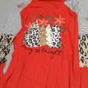 Christmas T Shirt Womens Merry and Bright Shirt Xmas Leopard Print Tree T-Shirt Holiday Graphic Tee Tops, Medium