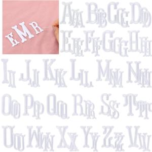 Suncalla 78 Pieces Iron on Letters Patches, Alphabet Embroidered Patches a to Z Fishtail Shaped Letters for DIY Accessories Clothes, Dress, Hat, Socks, T-Shirt, 1.97 Inch (White)