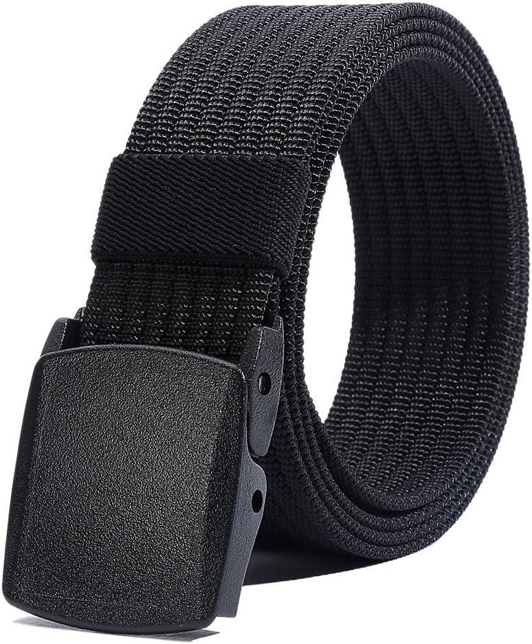 LionVII Men's Nylon Work Belts - Breathable Webbing Canvas Belt with Plastic Buckle, Adjustable Trim to Fit 28-49" Waist (Black)
