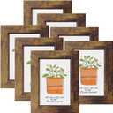 PETAFLOP Wooden Picture Frames 4x6 Rustic Frame Fits 4 by 6 Inch Prints Wall Tabletop Display, 7 Pack