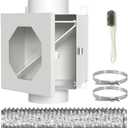 Dryer Duct Lint Trap, Metal Indoor Dryer Vent Box with 4inch 5FT Dryer Vent Hose, 2 Clamps, 2 Stainless Steel Mesh, Secondary Lint Trap for Electric Clothes Dryers -Complete Dryer Vent Cleaning System