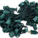 Copkim 100 ft C9/e17 Ul Listed String Light Cord Wire Spool, Christmas C9 Light Wire Stringer Strand Set for Outdoor Patio Xmas Tree Roofline, 12 Spacing, Green