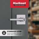 Kwikset Halifax Keyed Storeroom Entry Door Handle with Lock and Key, Secure Keyed Reversible Lever Exterior, for Front Entrance and Bedrooms, Satin Chrome, Pick Resistant Smartkey Rekey Security