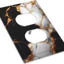 Outlet Covers Black Gold Marble Decorative 1 Gang Duplex Light Switch Cover Plate Receptacle Wall Plate Electrical Switch Plate Covers for Country Bathroom Bedroom Decor