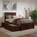 AFI, Nantucket Twin XL Platform Bed with Footboard & Storage Drawers, Walnut