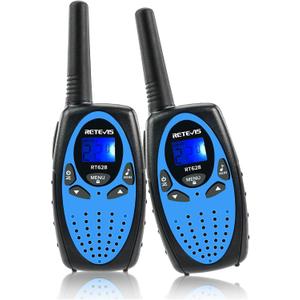 Retevis RT628 Kids Walkie Talkies, Long Range 2 Way Radio 22 Channel, Durable Toy Birthday Gifts for 6-12 Year Old Boys and Girls, Handheld Walkies Talkie for Outside Hiking Camping(Black Blue 2 Pack)