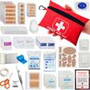 2 x Small Emergency First Aid Kit Including 166 Pieces of Supplies to Clean, Treat, and Protect Minor Injuries for Outdoors, Camping, Auto, Home, and Workplace