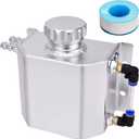 SPEEDWOW Coolant Overflow Tank, Aluminum Radiator Overflow Tank with Teflon Tape & O-ring Gasket, 1 L Universal Reservoir Expansion Tank (Silver)