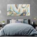 Glvzygy Abstract Wall Blue and Gold Wall Art Abstract Canvas Wall Decor Frame Artwork Modern Home Wall Decor for Living Room Bedroom Office 29"x58"