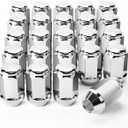 Orion Motor Tech 24-Piece 1/2-20 Lug Nuts Chrome with Hex Tuner, 1.4 inches Length with Cone Seat, Compatible with Jeep Grand Cherokee Wrangler Liberty, Ford Explorer Ranger Mustang, Dodge Dakota Dura (Silver)