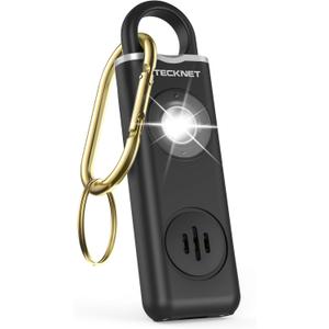 TECKNET Rechargeable Personal Safety Alarm for Women, 130dB Self Defense Keychain Alarms with SOS Strobe Light, Low Battery Notice, Personal Alarm Loud Siren Safety Keychain for Girls Kids Elderly (Black)