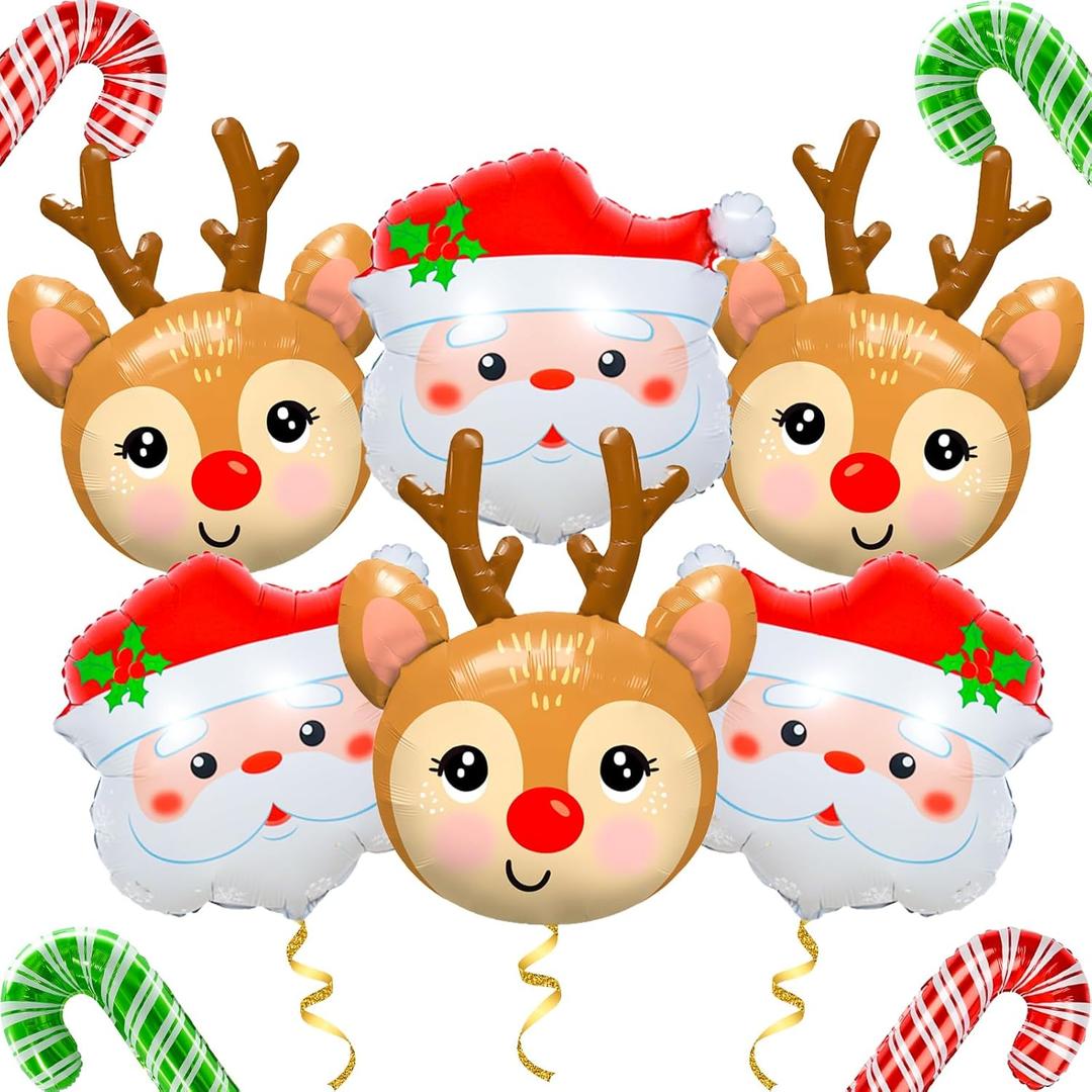 3 x Santa Claus Foil Party Balloons, Merry Christmas Balloons, Elk Christmas Ballons for New Year Eve Holiday Festival Birthday Party Decorations (Elk & Santa Claus)