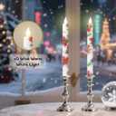 Christmas Flameless Taper Candles 2 Pack Christmas Poinsettia Flowers Battery Operated Candle with Remote Real Wax Flickering LED Fake Candle Home Decor for Xmas New Year Wedding Party