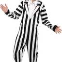 Bioworld Beetlejuice Betelgeuse Men's Hooded Onesie Costume Union Suit (Medium)