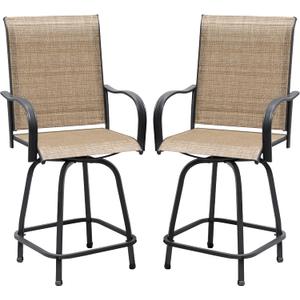 Devoko Patio Bar Stools Set of 2 All-Weather Outdoor Patio Furniture Set Counter Height Tall Patio Swivel Chairs for Bistro, Lawn, Garden, Backyard