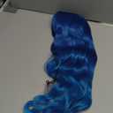 Ombre Blue Wig with Bangs for Women, Long Wavy Blue Wig 26 Inch Wigs Heat Resistant Synthetic Colorful Wig