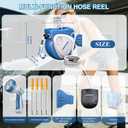 Larbanke 1/2 in × 100 ft Garden Hose Reel,Wall-Mounted Hose Reel with Bottom Drain,180° Rotating Bracket,with 10-Function Sprayer Nozzle,Lock/Slow Return System,Equipped with Waterproof Bag,Blue