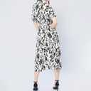 Women's Summer Leopard Print Casual Dress - Shirt Collar V-Neck Short Sleeve Flowy A-Line Dress (White)