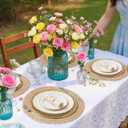 Handmade Round Boho Placemats Set of 4 | Natural Woven & Polyester Braided Combo Table Mats | 8-Piece Versatile Place Mats | Simple Rustic Farmhouse Style Dining Table Decor