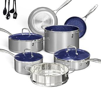 Deluxe DUXANO 14PC Healthy Pots and Pan With 9H Anti-scratch Coating, 2-Layer Non-Stick Ceramic&PFAS Free, Sensitively&Evenly Induction Cooking, Enhanced Flavor with Infrared Cookware, Dishwasher Safe
