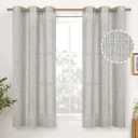 YoungsTex Light Grey Linen Curtains 54 Inch Length for Short Windows, Light Filtering Drapes with Bronze Grommet Privacy for Bathroom Bedroom Living Room, 2 Panels, 42 X 54 Inch
