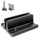 Vertical Laptop Stand [New Version: Two More Rubber Pads & Hex Key Storable Design] ABS Plastic Adjustable Dock up to 15 inch PC Desk Space Saver for MacBook/Surface/iPad/mini PC (White)