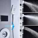 ELLO&ALLO LED Rainfall Waterfall Shower Head Rain Massage System with Body Jets Stainless Steel Bathroom Shower Panel Tower System, Brushed Nickel