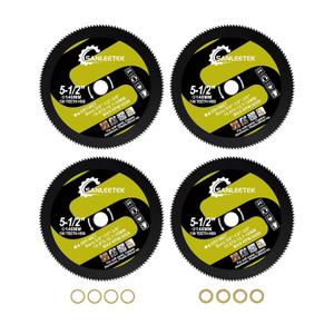 HSS Circular Saw Blade 5-1/2 Inch 130 Tooth SANLEETEK Cutting Plywood, OSB, Paneling, Vinyl Siding, Non-Ferrous Metals, Plastic, Copper, Aluminum with 5/8" Arbor, with 1/2" 3/8" Washer - 4 Pack