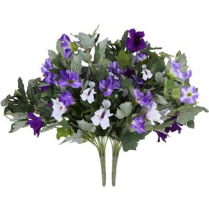 Petunias - Outdoor Artificial Flowers 2 Bundles Morning Glory Artificial Flowers Decorative Faux Plastic Flowers Realistic Flowers No Fade for Home Office Desktop (Purple)