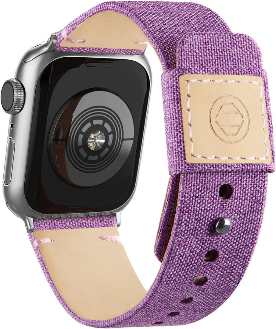 Recoppa Fabric Cloth Bands Compatible with Apple Watch 49mm 46mm 45mm 44mm 42mm 38mm 40mm 41mm, Canvas Strap with Soft Genuine Leather Lining for Apple iWatch Series 11/10/9/8/7/6/5/4/3/2/1/SE/Ultra