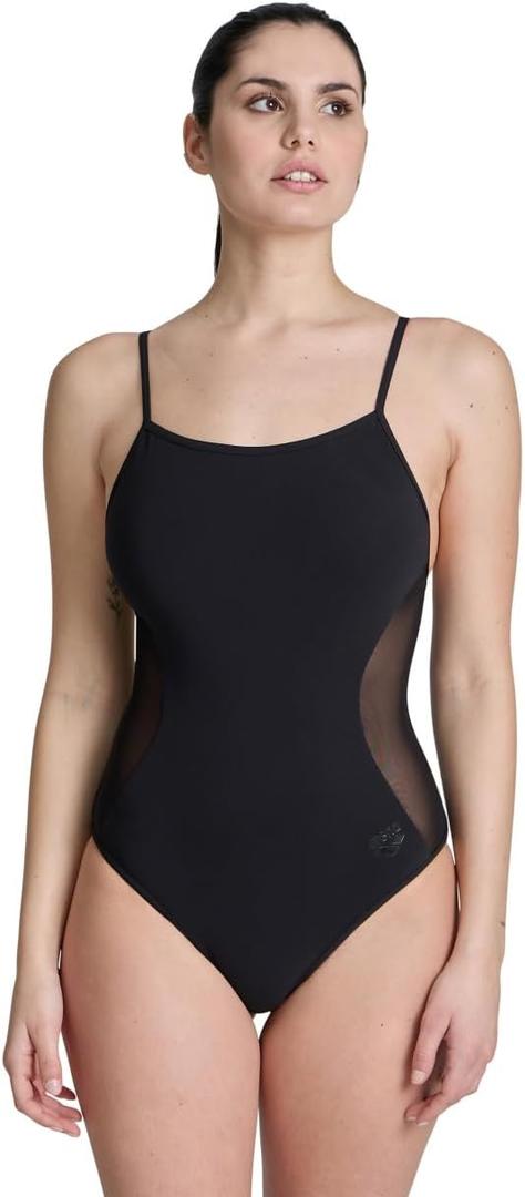 ARENA Womens Feel Women's Mesh Panels Closed Back Swimsuit (30, Black)