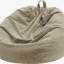3 ft Bean Bag Chair Cover,Khaki Gray 300L | No Filler, Large Stuffed Animal Storage, 74'' Opening, Washable, Premium Corduroy, For Adults & Kids