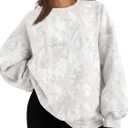 MSBESYOR Camo Sweatshirt for Women Mens Oversized Fleece Camouflage Maple Leaf Crewnecks Pullover Tops Hunting Hoodies (Large, White)